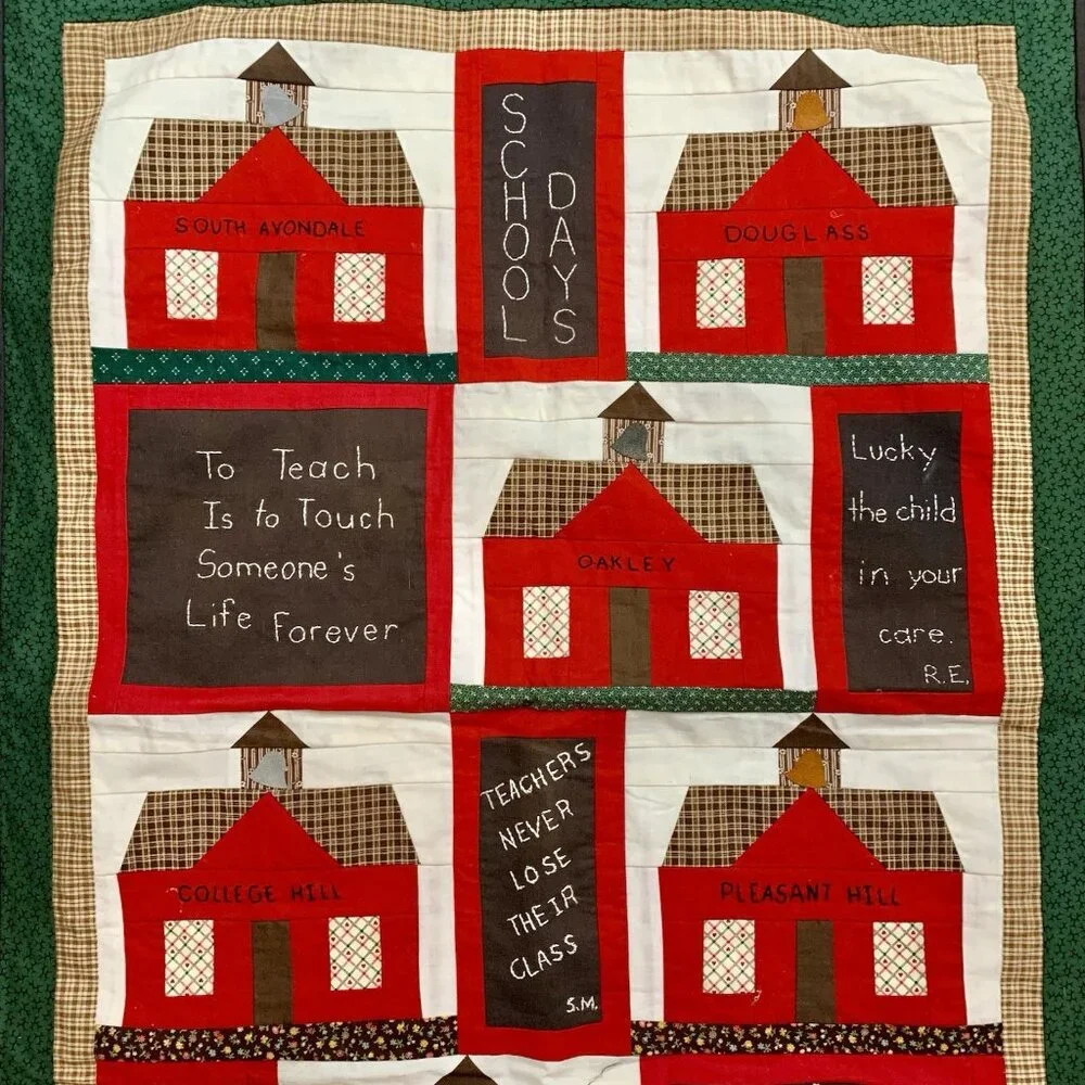 VTG Handmade School Days Quilt ‘90 Cincinnati Ohio For Joyce Hensel Complete